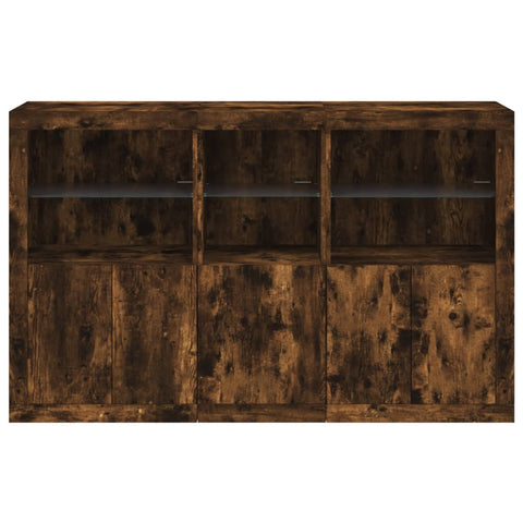 vidaXL Sideboard mit LED-Leuchten Räuchereiche 162x37x100 cm