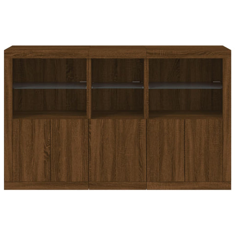 Sideboard mit LED-Leuchten Braun Eichen-Optik 162x37x100 cm