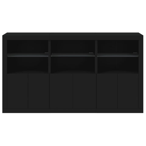 Sideboard mit LED-Leuchten Schwarz 181,5x37x100 cm