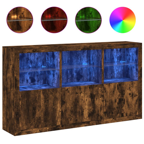 vidaXL Sideboard mit LED-Leuchten Räuchereiche 181,5x37x100 cm