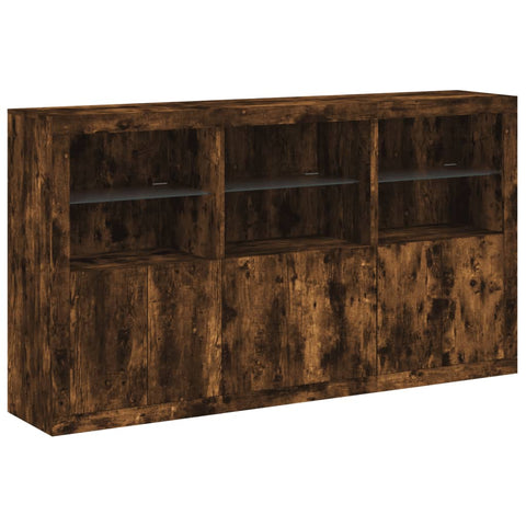 vidaXL Sideboard mit LED-Leuchten Räuchereiche 181,5x37x100 cm