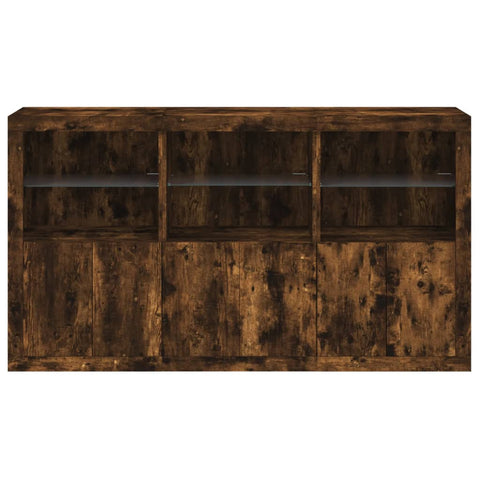 vidaXL Sideboard mit LED-Leuchten Räuchereiche 181,5x37x100 cm