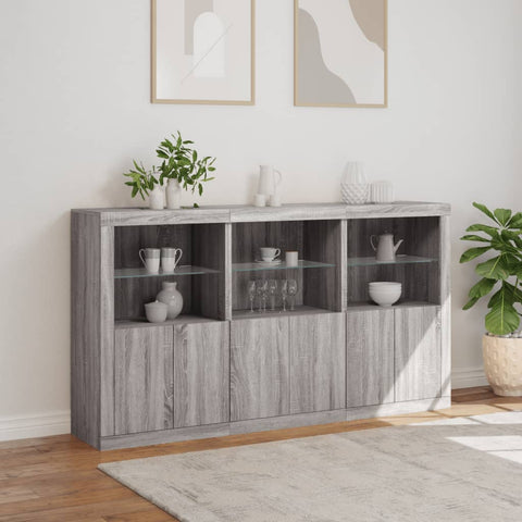 Sideboard mit LED-Leuchten Grau Sonoma 181,5x37x100 cm