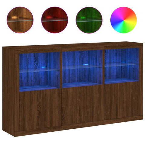 Sideboard mit LED-Leuchten Braun Eichen-Optik 181,5x37x100 cm