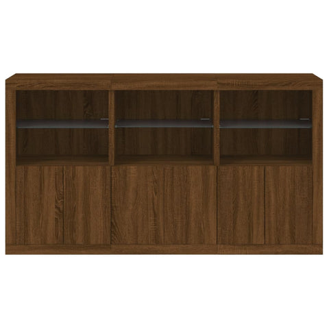 Sideboard mit LED-Leuchten Braun Eichen-Optik 181,5x37x100 cm