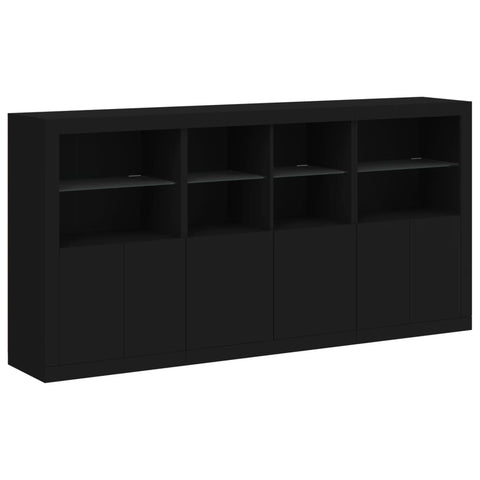 Sideboard mit LED-Leuchten Schwarz 202x37x100 cm