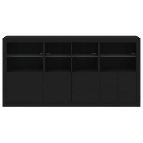 Sideboard mit LED-Leuchten Schwarz 202x37x100 cm