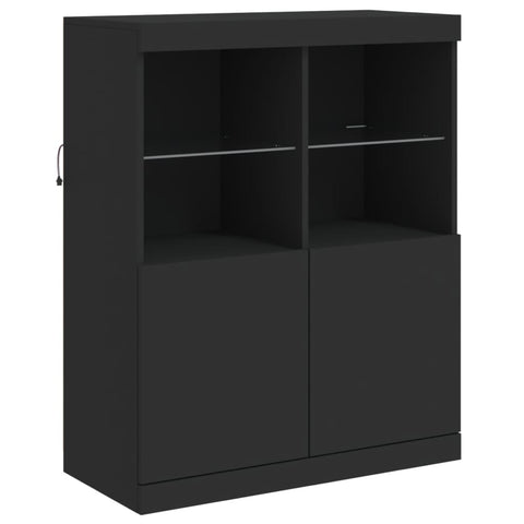 Sideboard mit LED-Leuchten Schwarz 202x37x100 cm