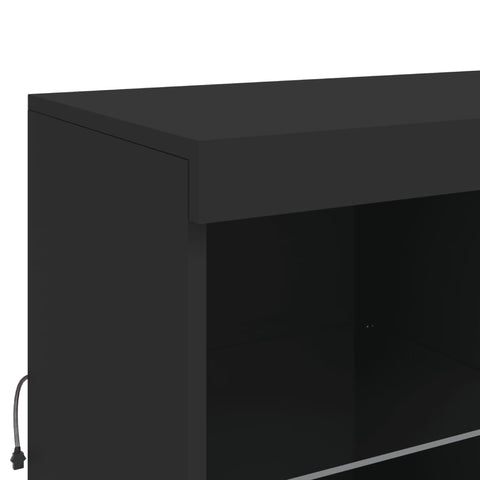 Sideboard mit LED-Leuchten Schwarz 202x37x100 cm