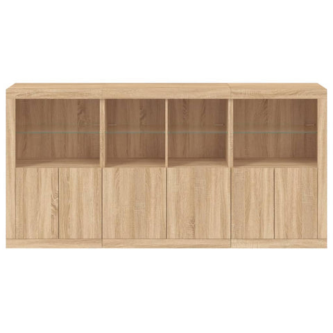 Sideboard mit LED-Leuchten Sonoma-Eiche 202x37x100 cm