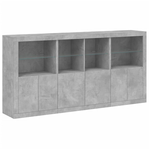 Sideboard mit LED-Leuchten Betongrau 202x37x100 cm