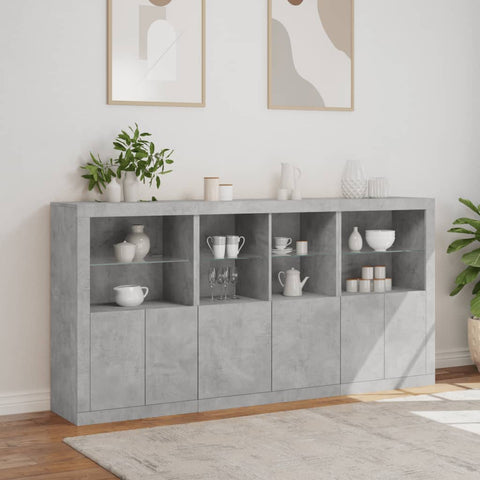 Sideboard mit LED-Leuchten Betongrau 202x37x100 cm