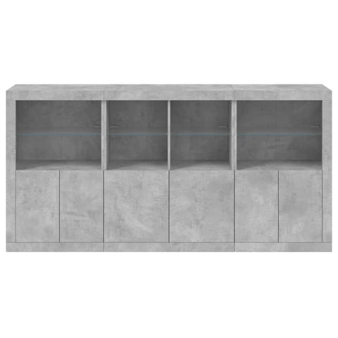 Sideboard mit LED-Leuchten Betongrau 202x37x100 cm