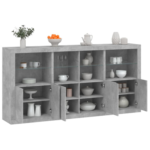 Sideboard mit LED-Leuchten Betongrau 202x37x100 cm