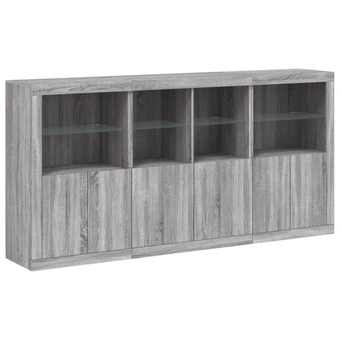 Sideboard mit LED-Leuchten Grau Sonoma 202x37x100 cm