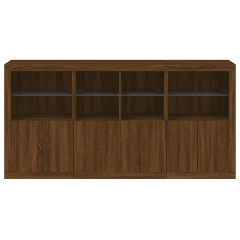 Sideboard mit LED-Leuchten Braun Eichen-Optik 202x37x100 cm