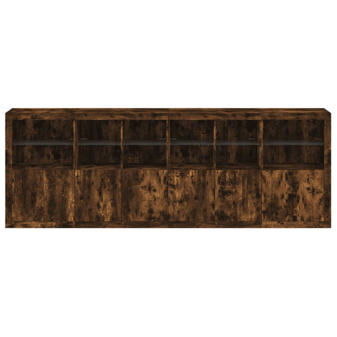 vidaXL Sideboard mit LED-Leuchten Räuchereiche 283x37x100 cm