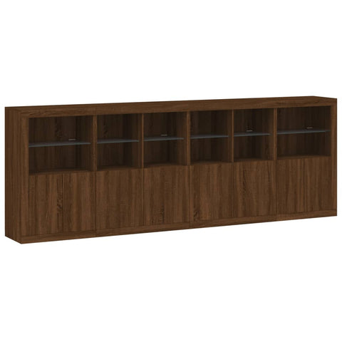 Sideboard mit LED-Leuchten Braun Eichen-Optik 283x37x100 cm