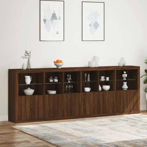 Sideboard mit LED-Leuchten Braun Eichen-Optik 283x37x100 cm