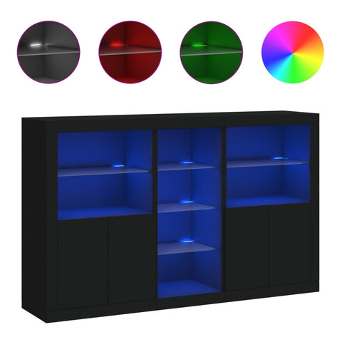 vidaXL Sideboard mit LED-Leuchten Schwarz 162x37x100 cm