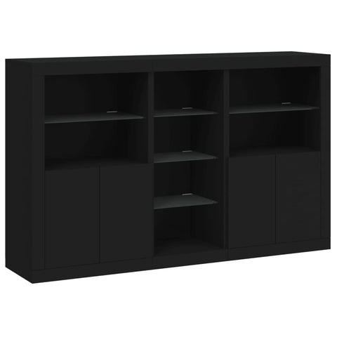 vidaXL Sideboard mit LED-Leuchten Schwarz 162x37x100 cm