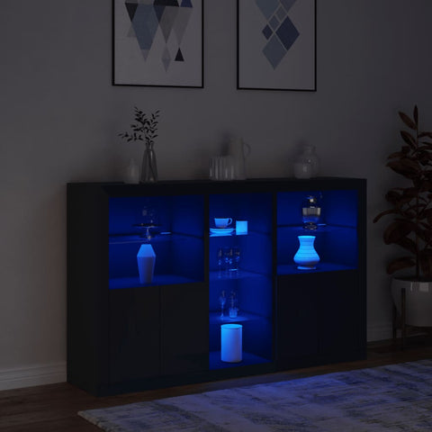 vidaXL Sideboard mit LED-Leuchten Schwarz 162x37x100 cm