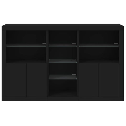 vidaXL Sideboard mit LED-Leuchten Schwarz 162x37x100 cm