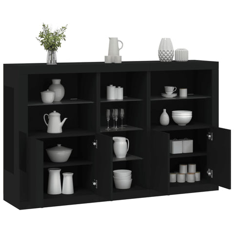 vidaXL Sideboard mit LED-Leuchten Schwarz 162x37x100 cm