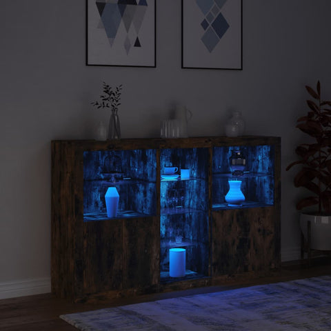 vidaXL Sideboard mit LED-Leuchten Räuchereiche 162x37x100 cm