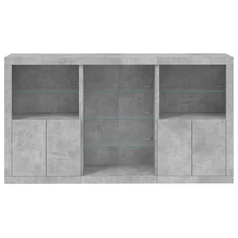 Sideboard mit LED-Leuchten Betongrau 181,5x37x100 cm