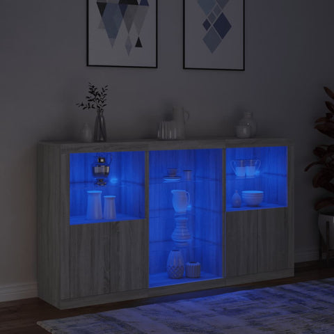 Sideboard mit LED-Leuchten Grau Sonoma 181,5x37x100 cm