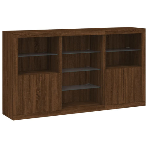 Sideboard mit LED-Leuchten Braun Eichen-Optik 181,5x37x100 cm