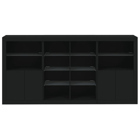 Sideboard mit LED-Leuchten Schwarz 202x37x100 cm