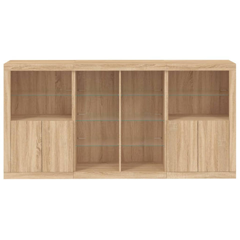 Sideboard mit LED-Leuchten Sonoma-Eiche 202x37x100 cm