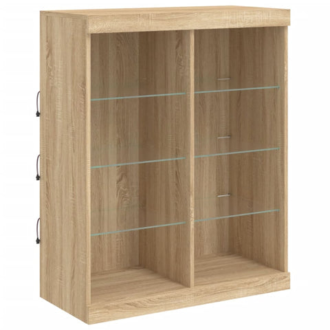 Sideboard mit LED-Leuchten Sonoma-Eiche 202x37x100 cm