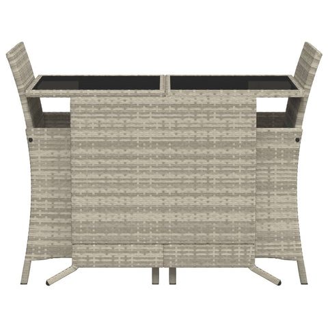 3-tlg. Bistro-Set mit Kissen Hellgrau Poly Rattan