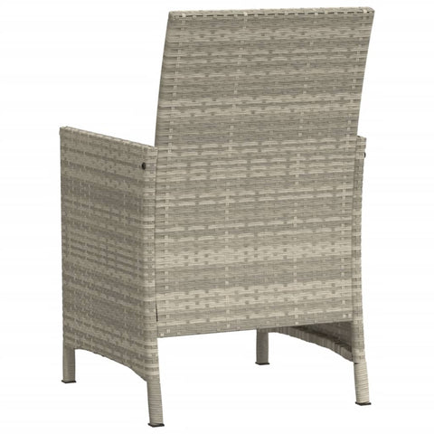 3-tlg. Bistro-Set mit Kissen Hellgrau Poly Rattan