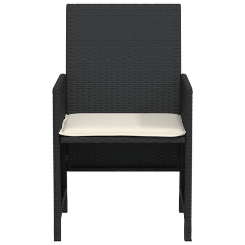 3-tlg. Bistro-Set mit Kissen Schwarz Poly Rattan