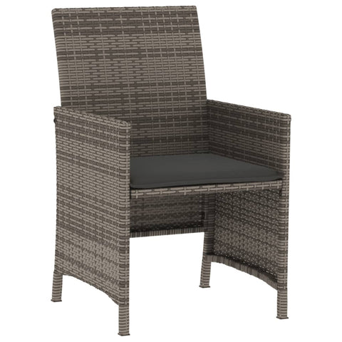 3-tlg. Bistro-Set mit Kissen Grau Poly Rattan