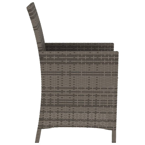 3-tlg. Bistro-Set mit Kissen Grau Poly Rattan