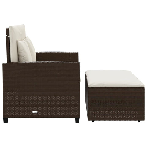 vidaXL Gartensofa mit Kissen 2-Sitzer Braun Poly Rattan