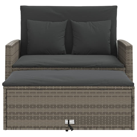 vidaXL Gartensofa 2-Sitzer mit Kissen Grau Poly Rattan