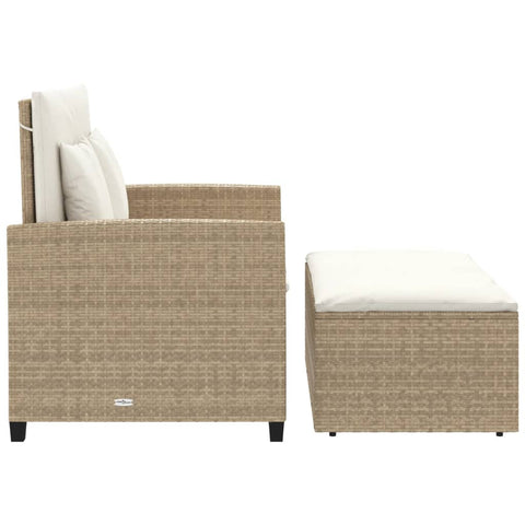 vidaXL Gartensofa mit Kissen 2-Sitzer Beige Poly Rattan