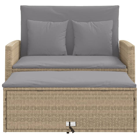 vidaXL Gartensofa mit Kissen 2-Sitzer Beige Poly Rattan