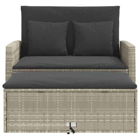 vidaXL Gartensofa mit Kissen 2-Sitzer Hellgrau Poly Rattan