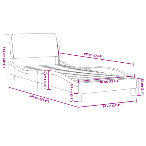 Bettgestell mit Kopfteil ohne Matratze Rosa 90x190 cm Samt