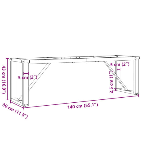 vidaXL Couchtisch-Gestell in O-Form 140x30x43 cm Gusseisen