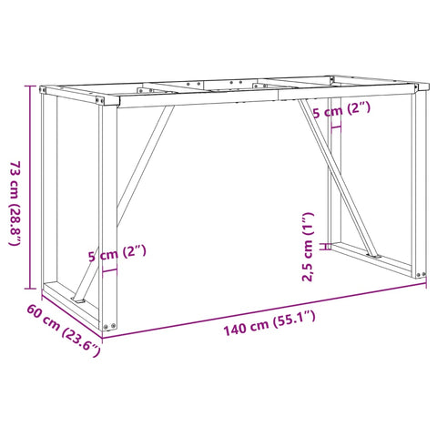 Esstisch-Gestell in O-Form 140x60x73 cm Gusseisen