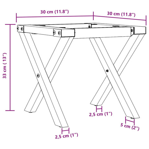 vidaXL Couchtisch-Gestell in X-Form 30x30x33 cm Gusseisen