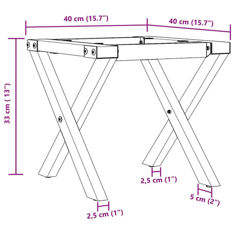 vidaXL Couchtisch-Gestell in X-Form 40x40x33 cm Gusseisen